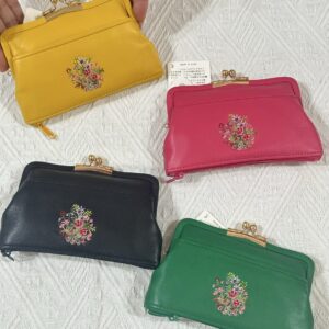日本製 夢詩集 花朵刺繡 真皮 輕便 輕薄長夾 複本