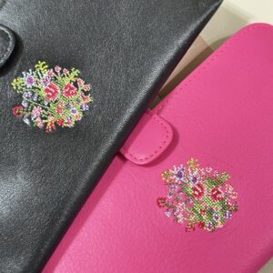 日本製 夢詩集 花朵刺繡 真皮 輕便 輕薄長夾